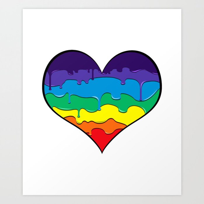 Rainbow Drip Heart Art Print By Iheartmanipulations Society6