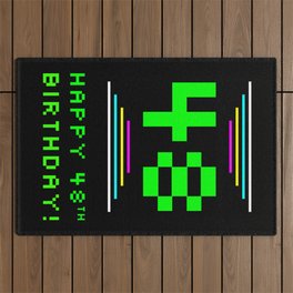 [ Thumbnail: 48th Birthday - Nerdy Geeky Pixelated 8-Bit Computing Graphics Inspired Look Outdoor Rug ]