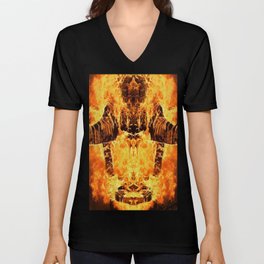 Burning Astronaut V Neck T Shirt