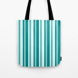 [ Thumbnail: Light Cyan and Dark Cyan Colored Lines Pattern Tote Bag ]