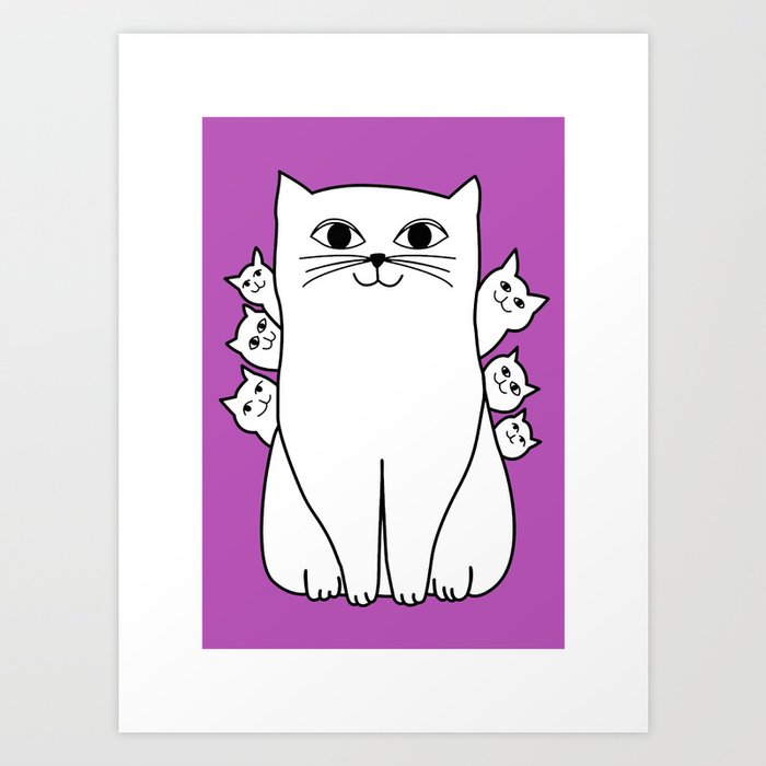 Mama Cat with Kittens Art Print