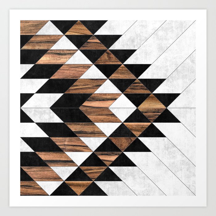 Urban Tribal Pattern No.9 - Aztec - Concrete and Wood Kunstdrucke