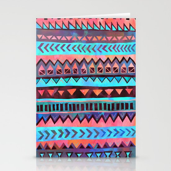PATTERN {Tribal Stripe- Aqua} Stationery Cards