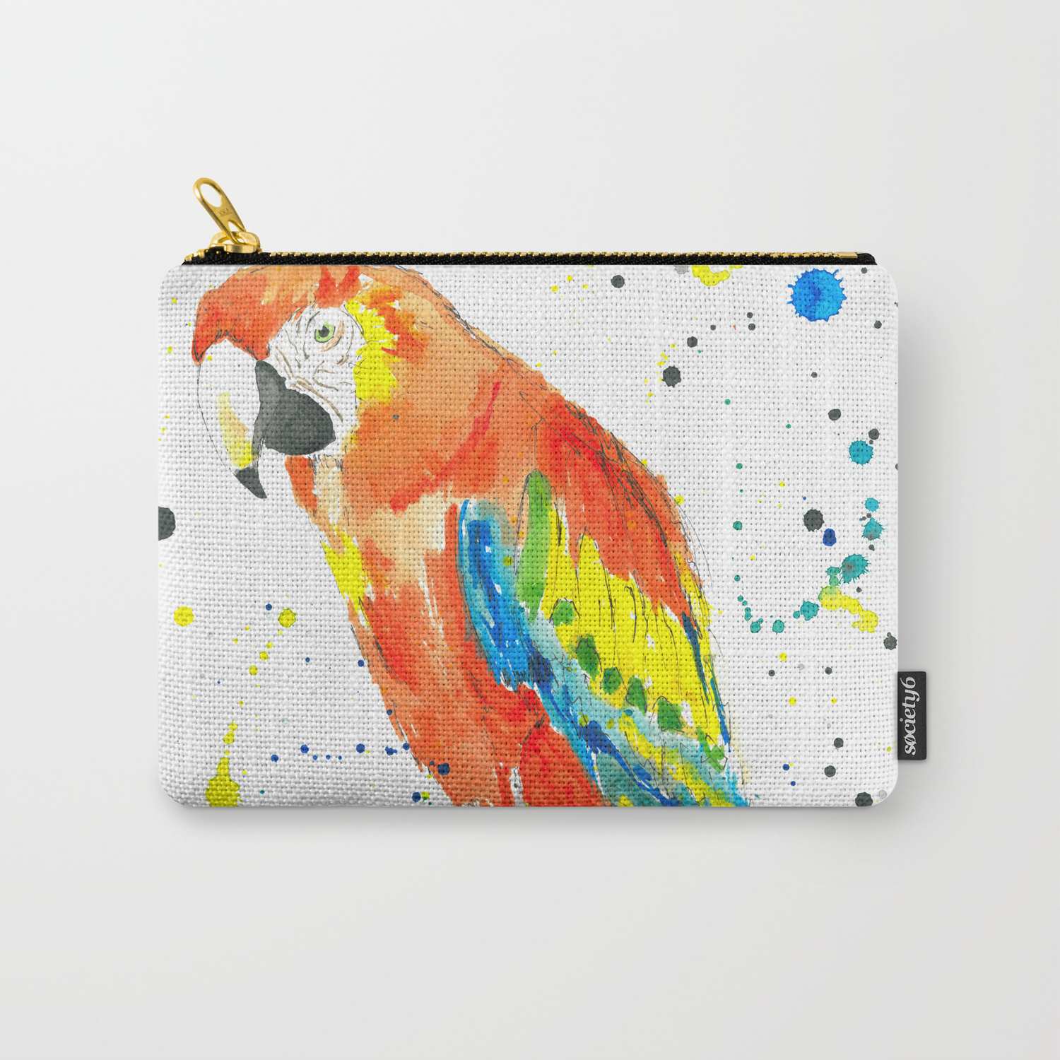 Parrot Scarlet Macaw Watercolor Painting Print Carry All Pouch