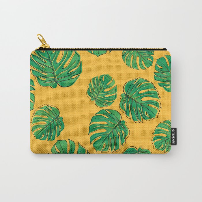 Yellow Monstera Leaves Pattern Carry-All Pouch