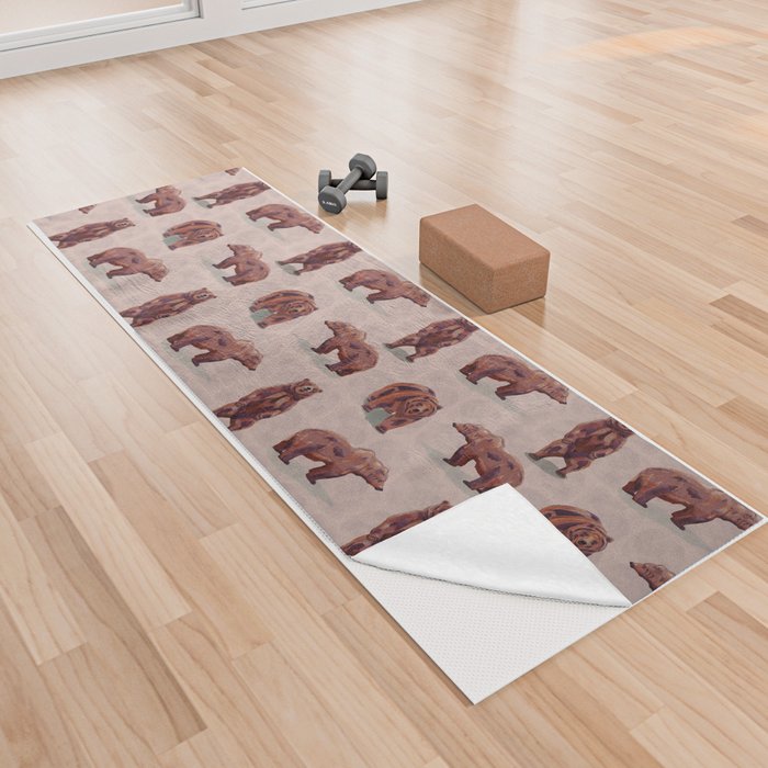 brown bears in seamless pattern, digital painting Yoga Towel
