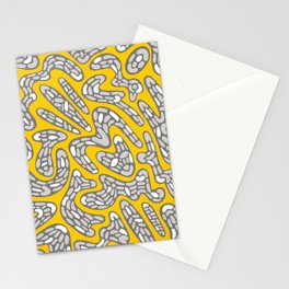 Organic Abstract Pattern in Golden Yellow, Gray, Light Gray and White Stationery Card