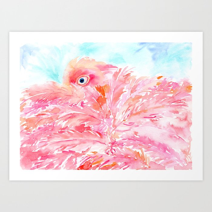 Watercolor Abstract Pink Flamingo Art Print By Chengjing Society6