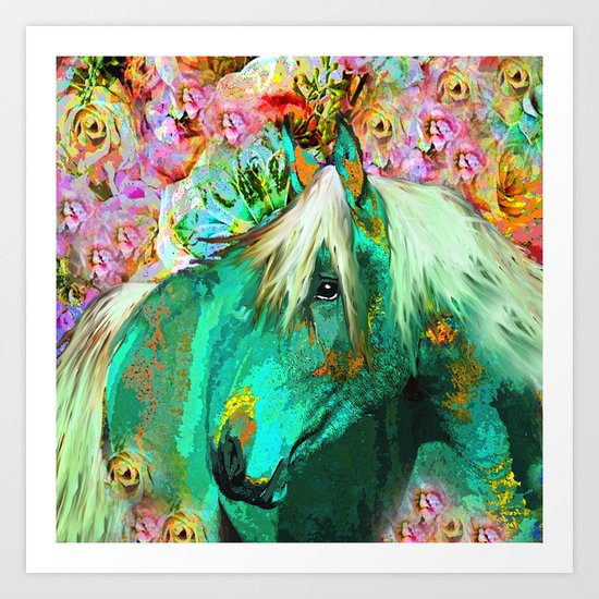 HORSE IN THE GARDEN Art Print