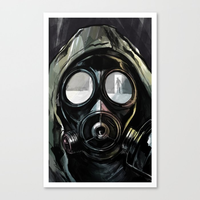 Impending Chaos / Dislocated Gas Mask — Portrait Canvas Print