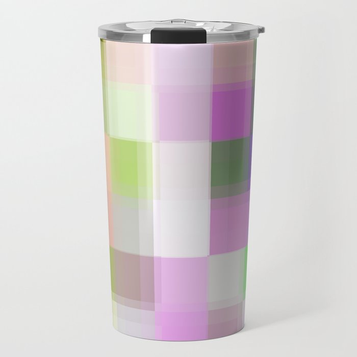 geometric pixel square pattern abstract background in pink green purple Travel Mug