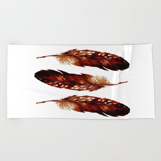 Three Feathers Brown Beach Towel