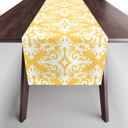 Damask (White & Light Orange Pattern) Table Runner