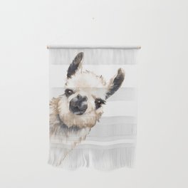 Sneaky Llama White Wall Hanging