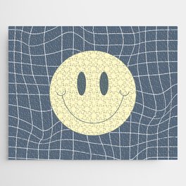 Warp checked smiley in gray Jigsaw Puzzle