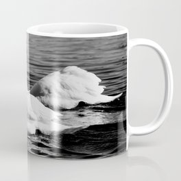 Two graceful white swans swimming in the lake | Monochrome Nature Photography | Elegant Bedroom Mug