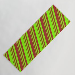 [ Thumbnail: Chartreuse and Brown Colored Stripes/Lines Pattern Yoga Mat ]