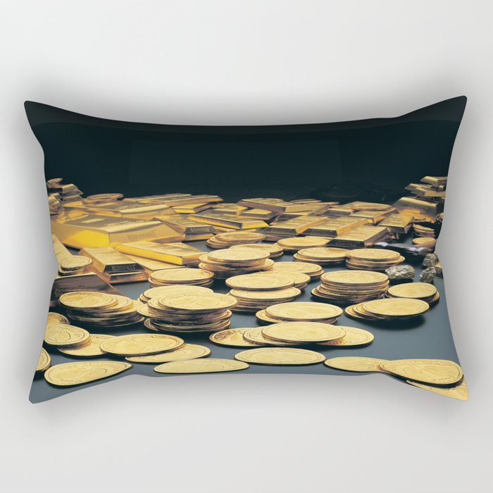 Gold Coins Rectangular Pillow