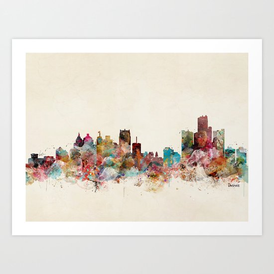 detroit michigan skyline Art Print