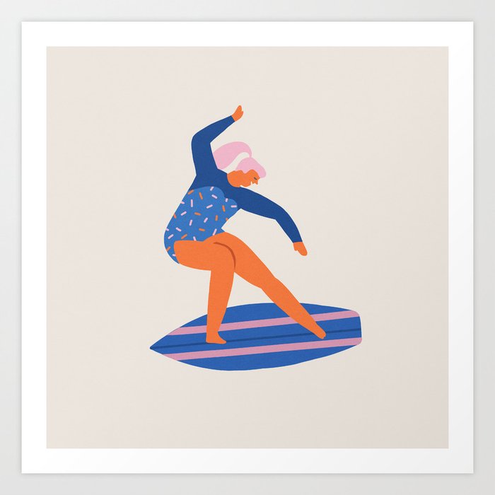 Surf girl Art Print