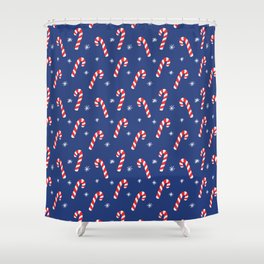Candy Cane Pattern (blue/red/white) Shower Curtain