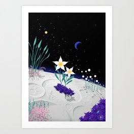 Fly Me To The Moon Art Print | Sci-Fi, Astro, Scifi, Scyfy, Space, Digital, Luna, Cosmic, 2D, Calm 
