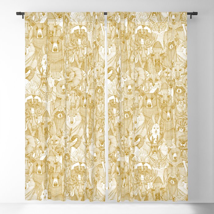 canadian animals gold white Blackout Curtain
