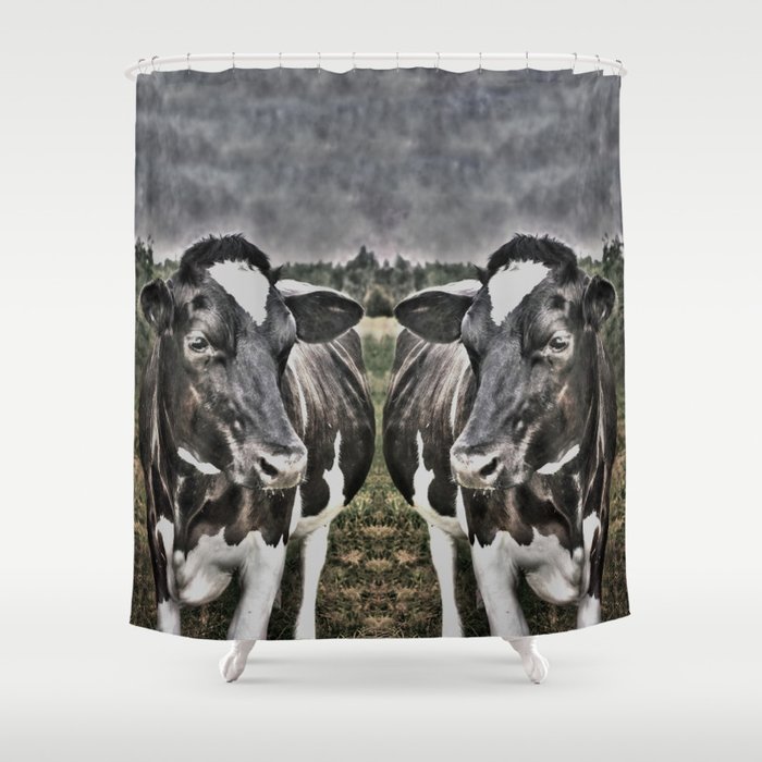 Melancholic Black White Dutch Cow Shower Curtain By Adesign Society6 - Cow Shower Curtain Black And White