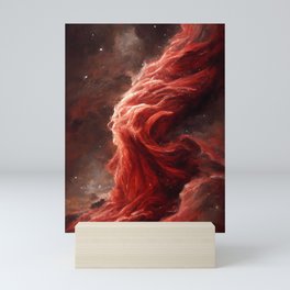 Crimson Projection - Red Stormy Nebula in Space Mini Art Print