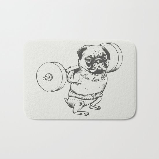 Pug Squats Bath Mat