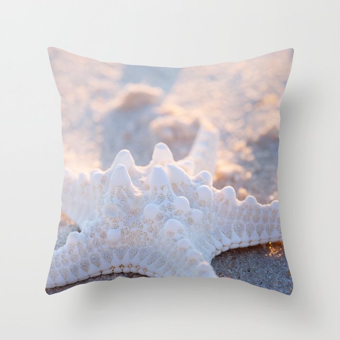 Knobby Starfish in the Sand Throw Pillow