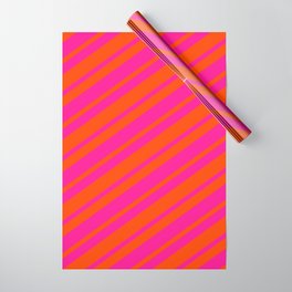 [ Thumbnail: Red and Deep Pink Colored Lined Pattern Wrapping Paper ]