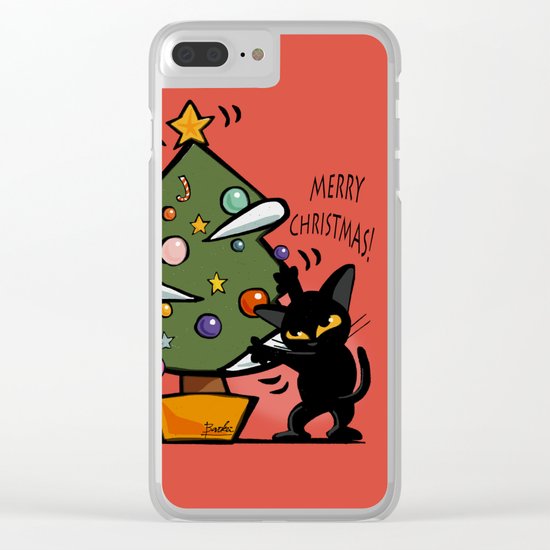 Cat Christmas Clear iPhone Case