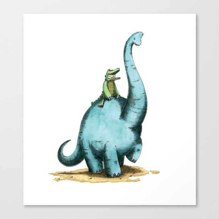 Brachiosaur Rides (Norm the Alligator) Canvas Print