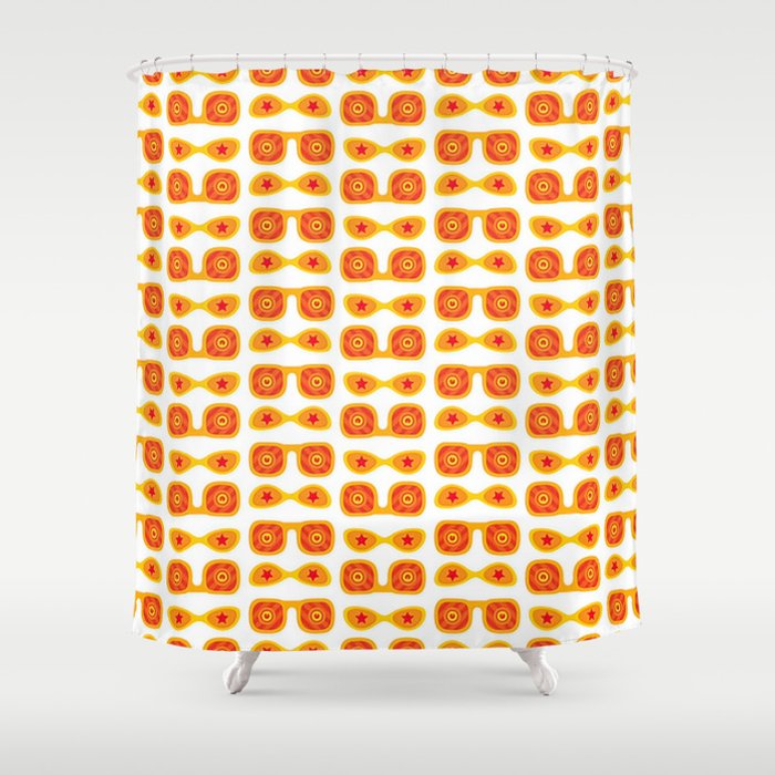 Orange Summer Tropical Glasses Shower Curtain