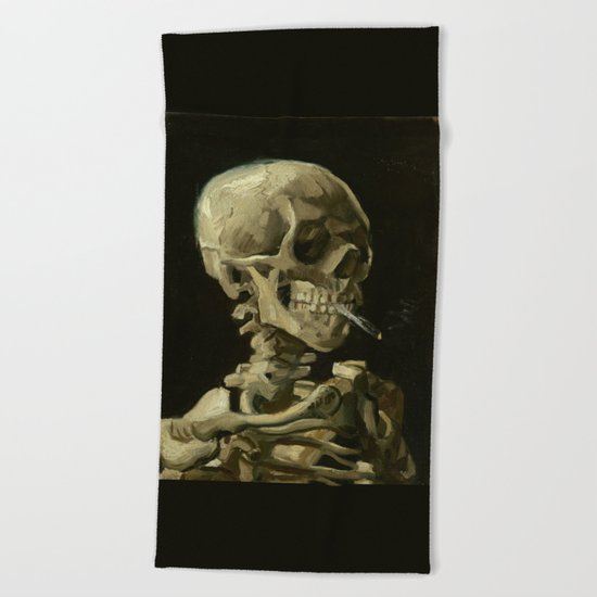 Vincent van Gogh - Skull of a Skeleton with Burning Cigarette Beach Towel