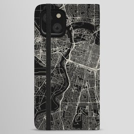 USA, Sacramento City Map - Aesthetic - Black and White iPhone Wallet Case