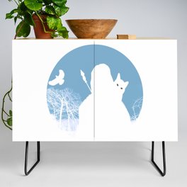 Cat Lover Samurai Warrior Ghost in Mysterious Scary Spooky Horror Haunted Forest  Credenza