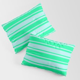 [ Thumbnail: Green and Turquoise Colored Lines Pattern Pillow Sham ]