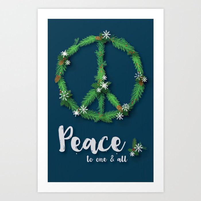 Pace Art Print | Graphic-design, Peace, Holiday, Winter, Wreath, Christmas, Evergreens