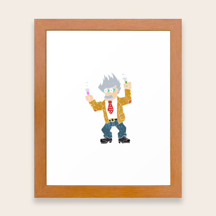 Cartoon Crazy Scientist Framed Art Print By Marios Society6