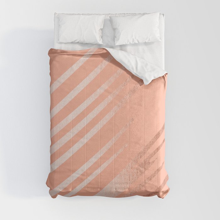 Sweet Life Swipes Peach Coral Shimmer Comforter