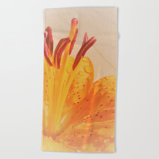 orange lilie Beach Towel