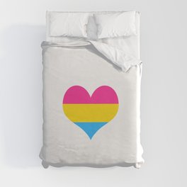 Pansexual pride flag colors in a heart shape Duvet Cover