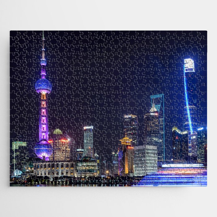 China Photography - Night Life In The Chinese City Shanghai Jigsaw Puzzle