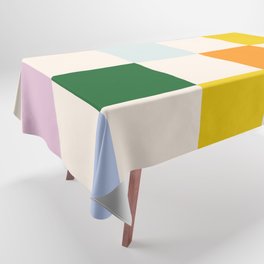 Retro Rainbow Checkerboard  Tablecloth