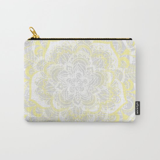 Woven Fantasy - Yellow, Grey & White Mandala Carry-All Pouch