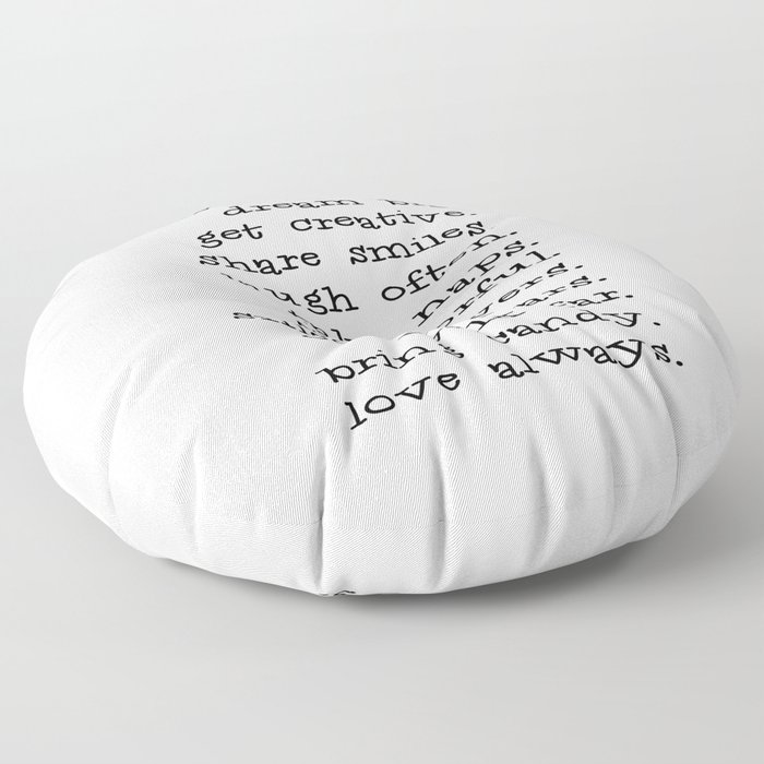 Live Simply Dream Big Typography Inspirational Phrase Floor Pillow