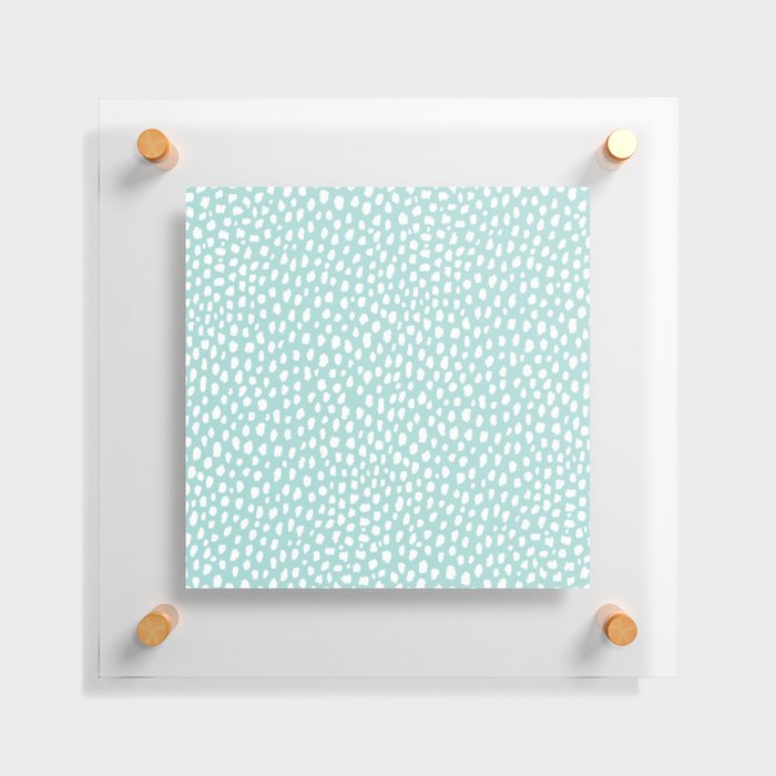 Pale Mint Blue Dalmatian Polka Dot Spots Pattern (mint blue/white) Floating Acrylic Print