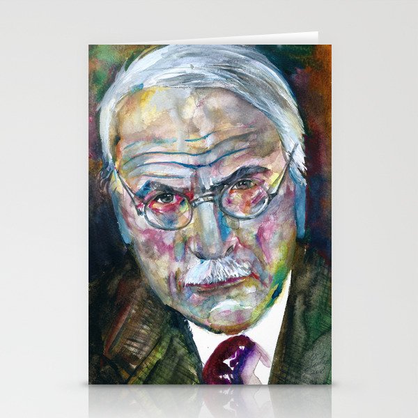 CARL JUNG - watercolor portrait.3 Stationery Cards